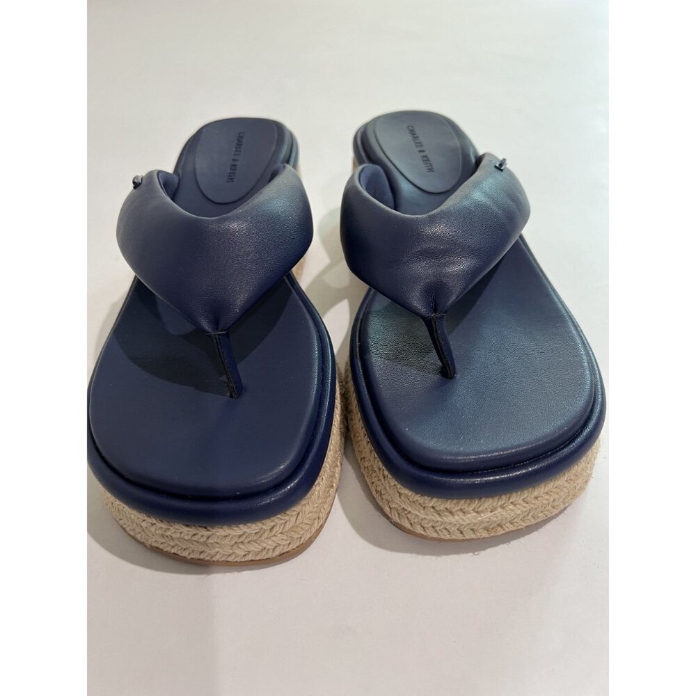 Charles & Keith Espadrille Thong Sandals in Dark Blue - Picture 3 of 7